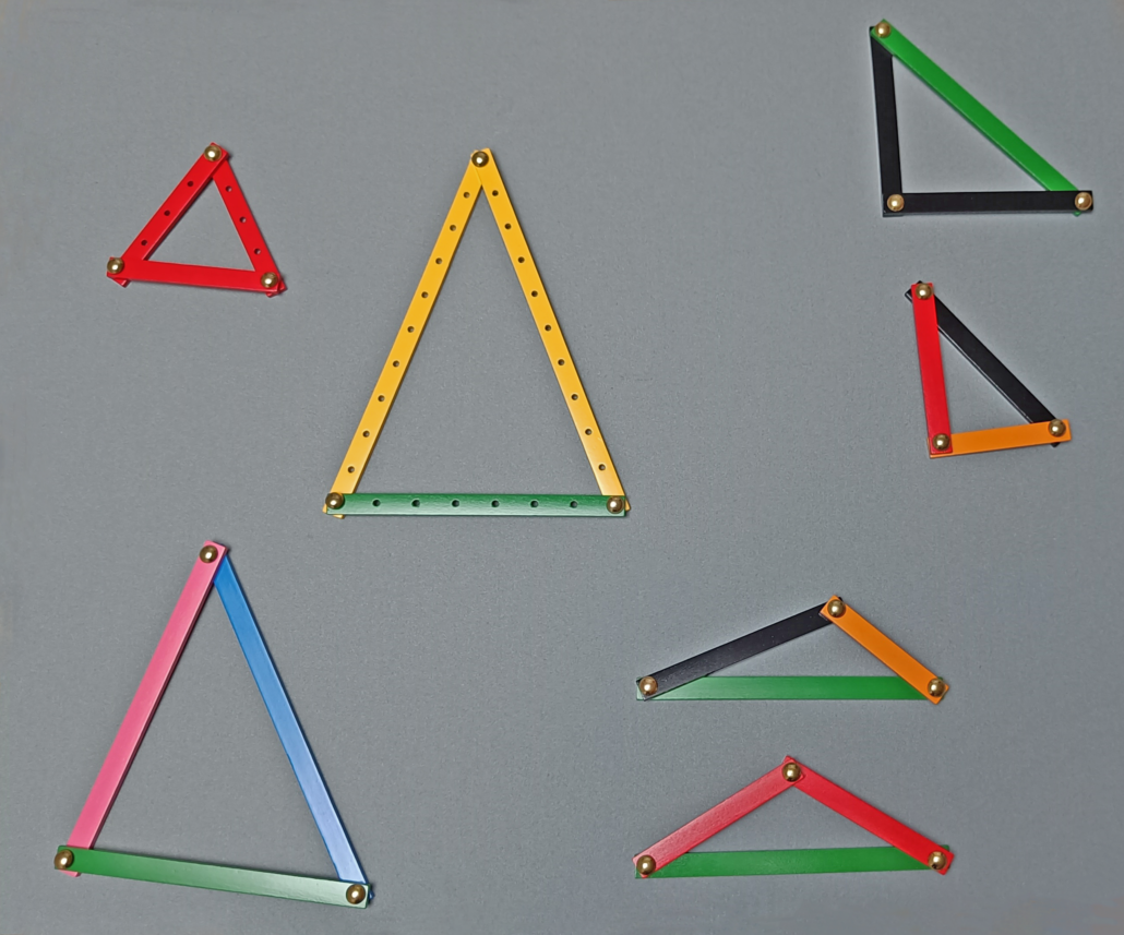 Dreieck: Konstruktion mit dem geometrischen Stäbchenkasten